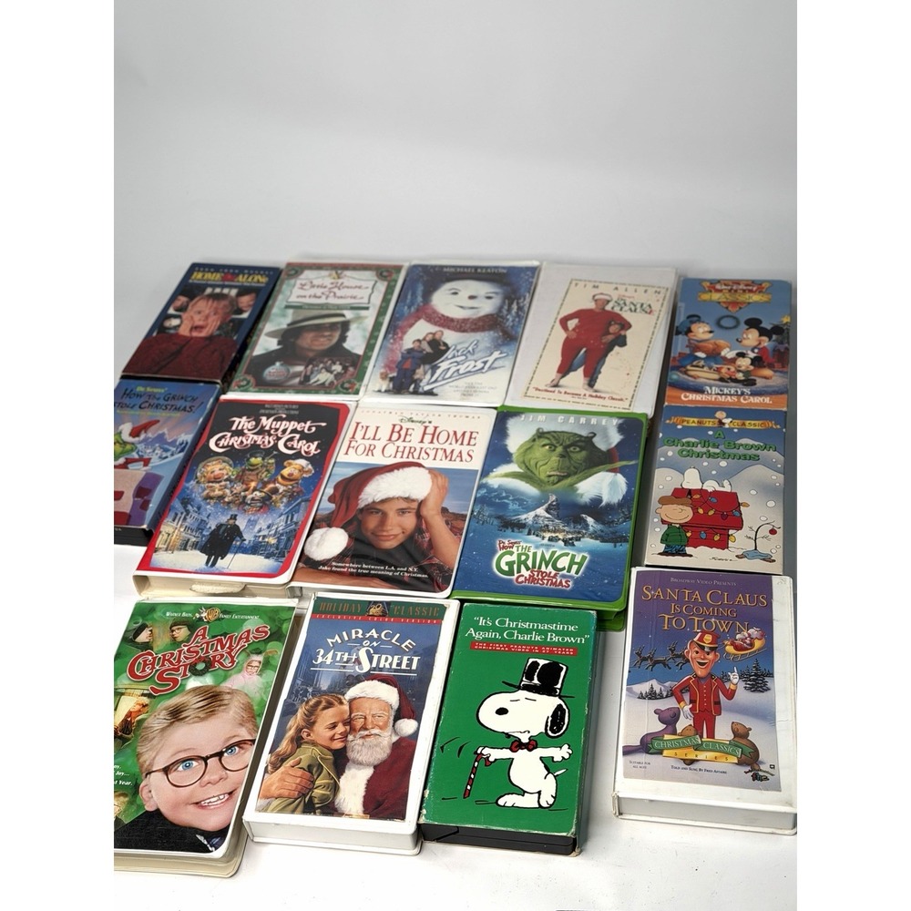Christmas VHS Lot Of 14 Movies And Cartoons The Grinch Home Alone Jack Frost
